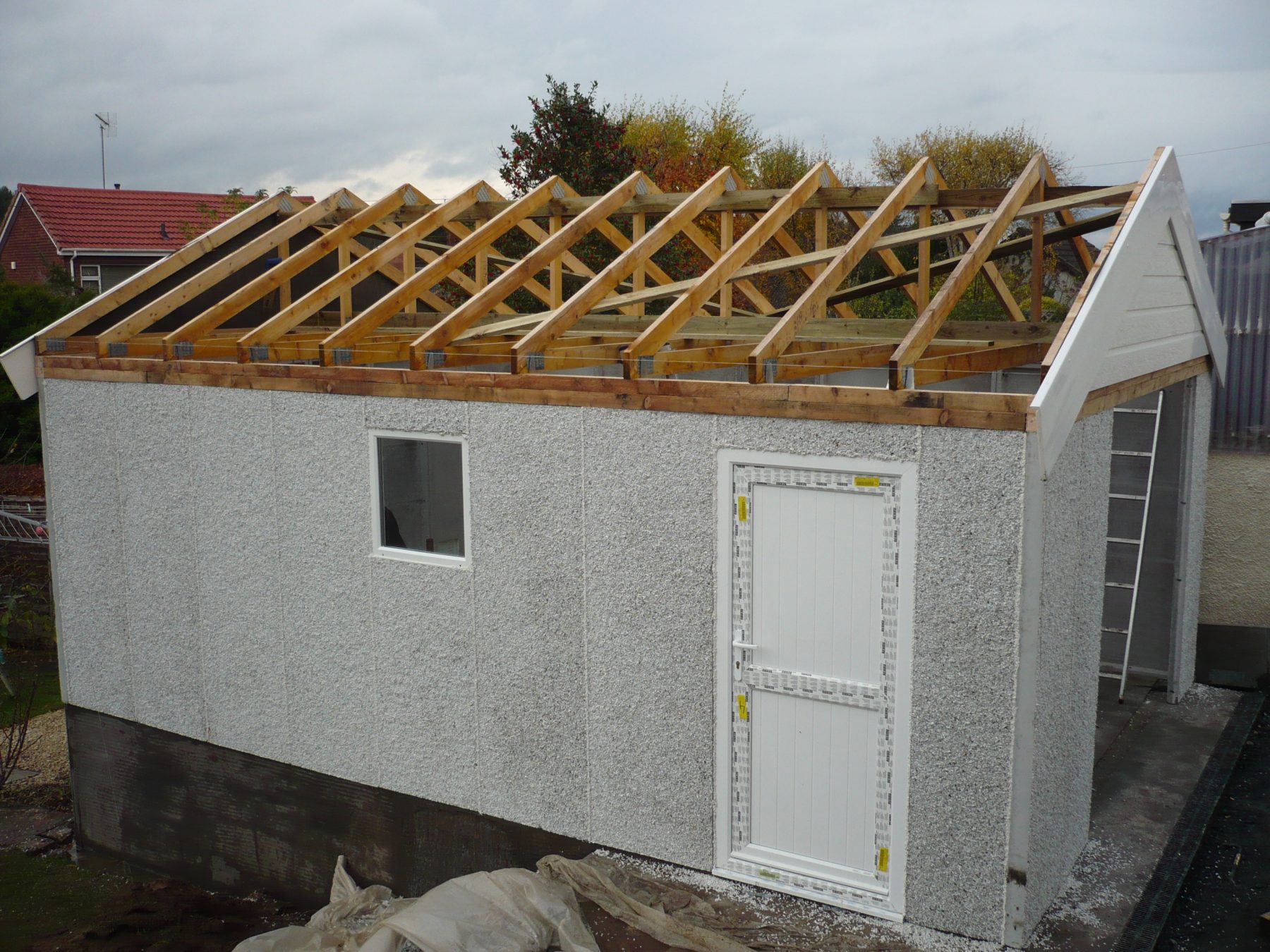 Classic Tiled Roof Garage Under Construction