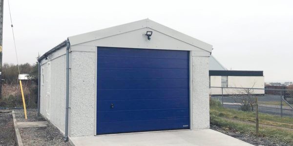 Blue Concrete Garage